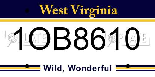 1OB8610 West Virginia License Plate
