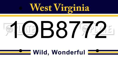 1OB8772 West Virginia License Plate
