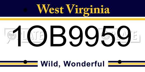 1OB9959 West Virginia License Plate