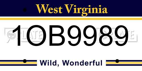 1OB9989 West Virginia License Plate