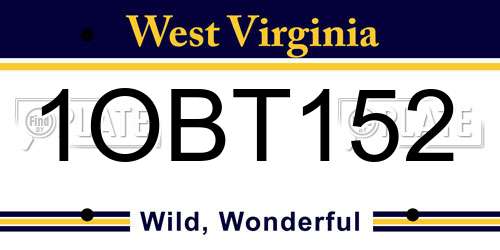 1OBT152 West Virginia License Plate
