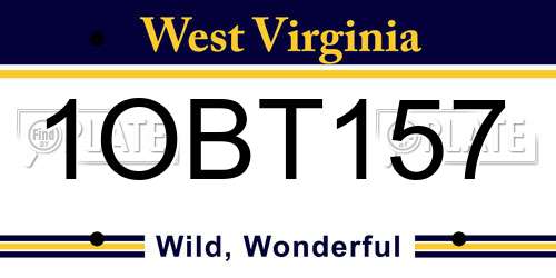 1OBT157 West Virginia License Plate