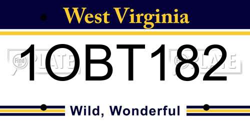 1OBT182 West Virginia License Plate
