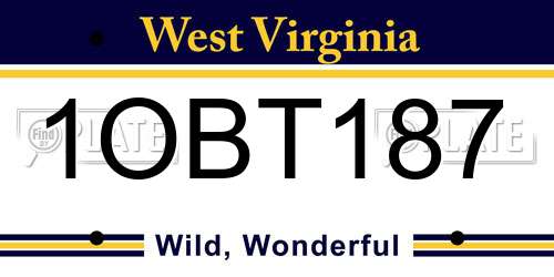 1OBT187 West Virginia License Plate