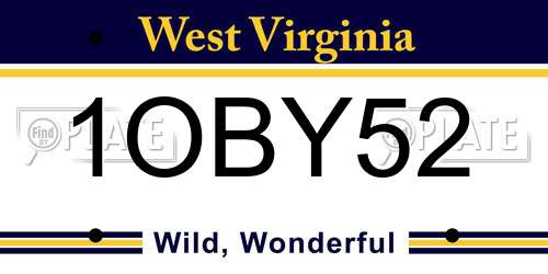 1OBY52 West Virginia License Plate