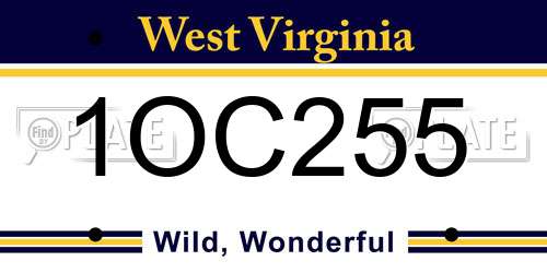 1OC255 West Virginia License Plate