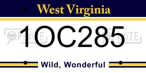 1OC285 West Virginia License Plate