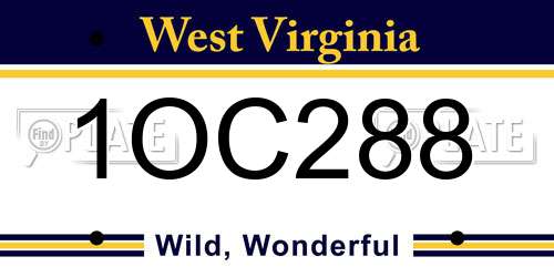 1OC288 West Virginia License Plate