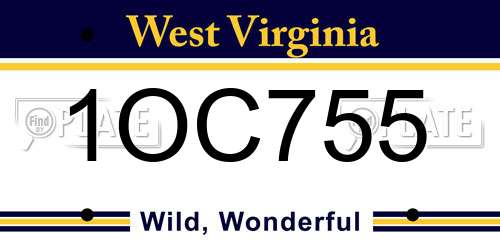 1OC755 West Virginia License Plate