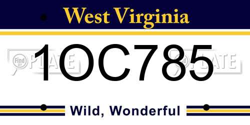 1OC785 West Virginia License Plate