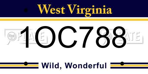 1OC788 West Virginia License Plate