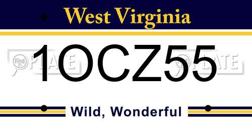 1OCZ55 West Virginia License Plate