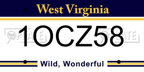 1OCZ58 West Virginia License Plate