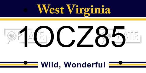 1OCZ85 West Virginia License Plate