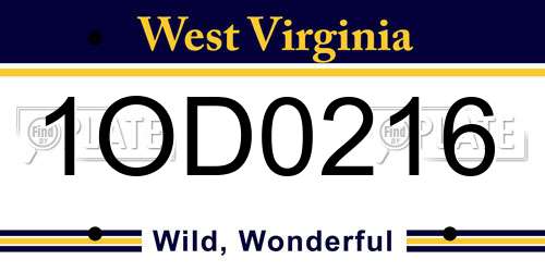1OD0216 West Virginia License Plate