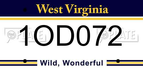 1OD072 West Virginia License Plate
