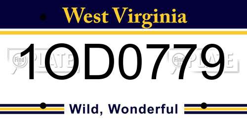 1OD0779 West Virginia License Plate
