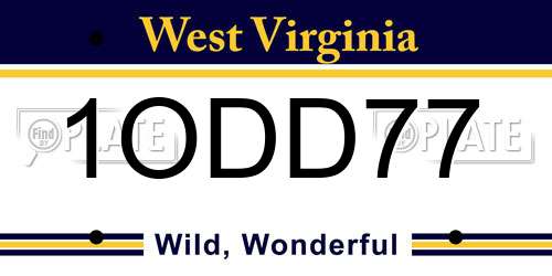 1ODD77 West Virginia License Plate