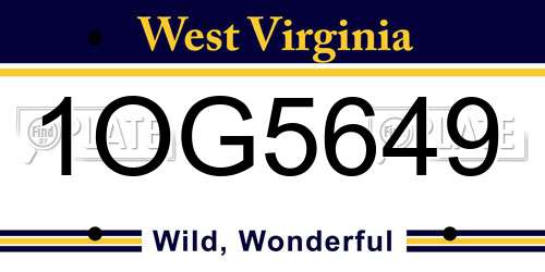 1OG5649 West Virginia License Plate