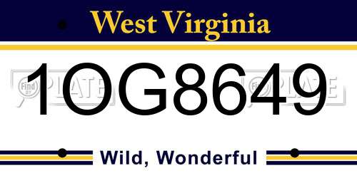 1OG8649 West Virginia License Plate