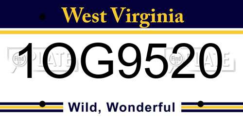 1OG9520 West Virginia License Plate
