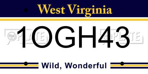 1OGH43 West Virginia License Plate