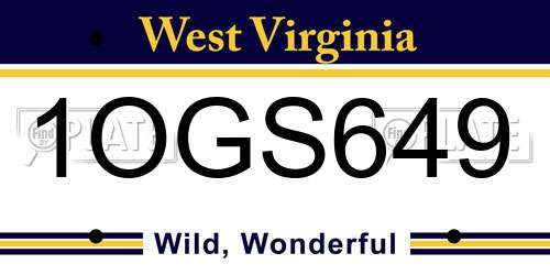 1OGS649 West Virginia License Plate