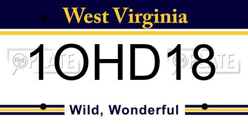 1OHD18 West Virginia License Plate