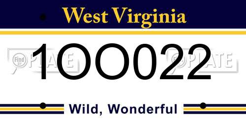1OO022 West Virginia License Plate