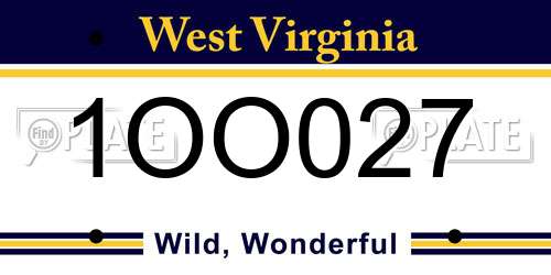 1OO027 West Virginia License Plate