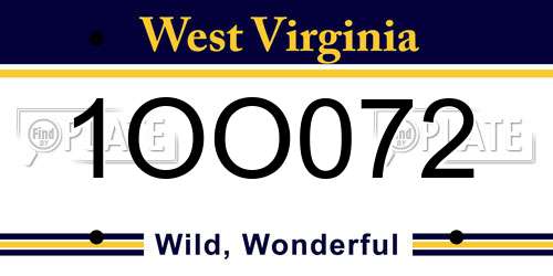 1OO072 West Virginia License Plate