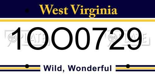 1OO0729 West Virginia License Plate