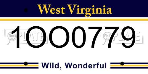 1OO0779 West Virginia License Plate