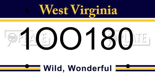 1OO180 West Virginia License Plate