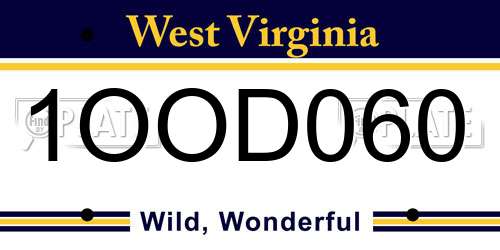 1OOD060 West Virginia License Plate
