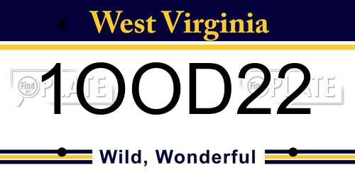 1OOD22 West Virginia License Plate