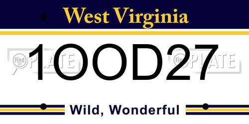 1OOD27 West Virginia License Plate