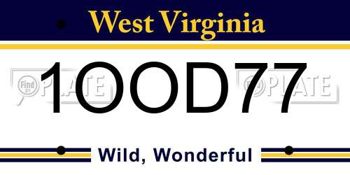 1OOD77 West Virginia License Plate