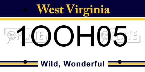 1OOH05 West Virginia License Plate