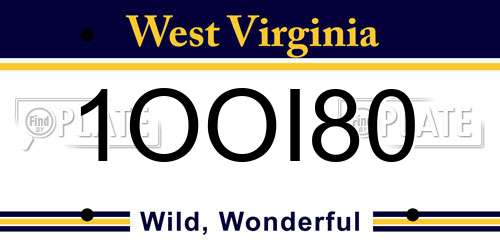 1OOI80 West Virginia License Plate