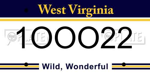1OOO22 West Virginia License Plate