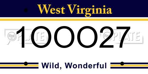 1OOO27 West Virginia License Plate