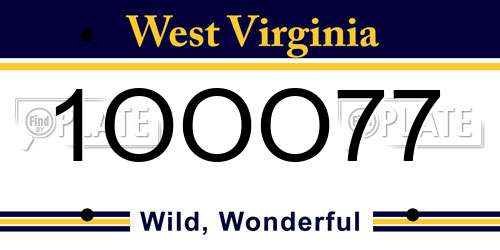 1OOO77 West Virginia License Plate