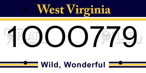 1OOO779 West Virginia License Plate