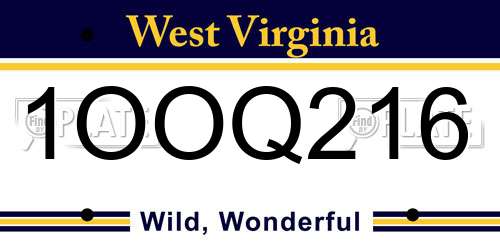 1OOQ216 West Virginia License Plate