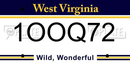 1OOQ72 West Virginia License Plate