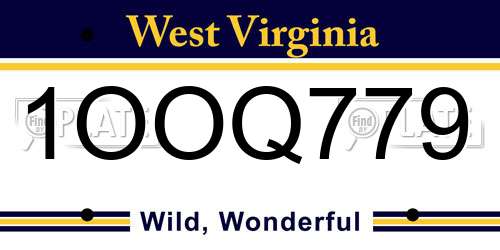 1OOQ779 West Virginia License Plate