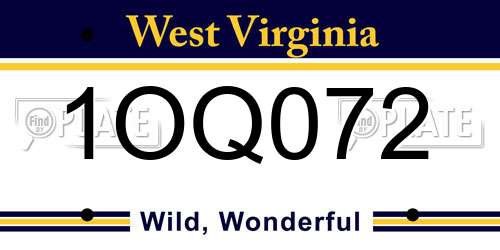 1OQ072 West Virginia License Plate