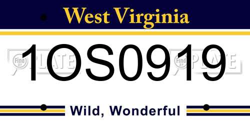 1OS0919 West Virginia License Plate