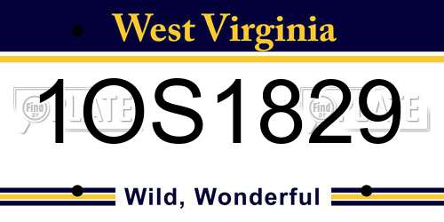 1OS1829 West Virginia License Plate